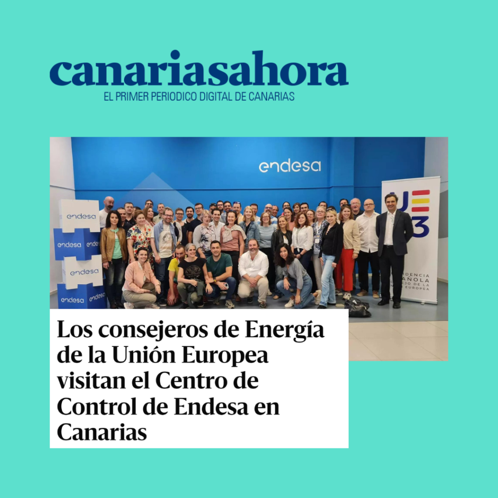 Captura de nota del periódico Canarias Ahora titulada "Los consejeros de Energía de la Unión Europea visitan el Centro de Control de Endesa en Canarias"