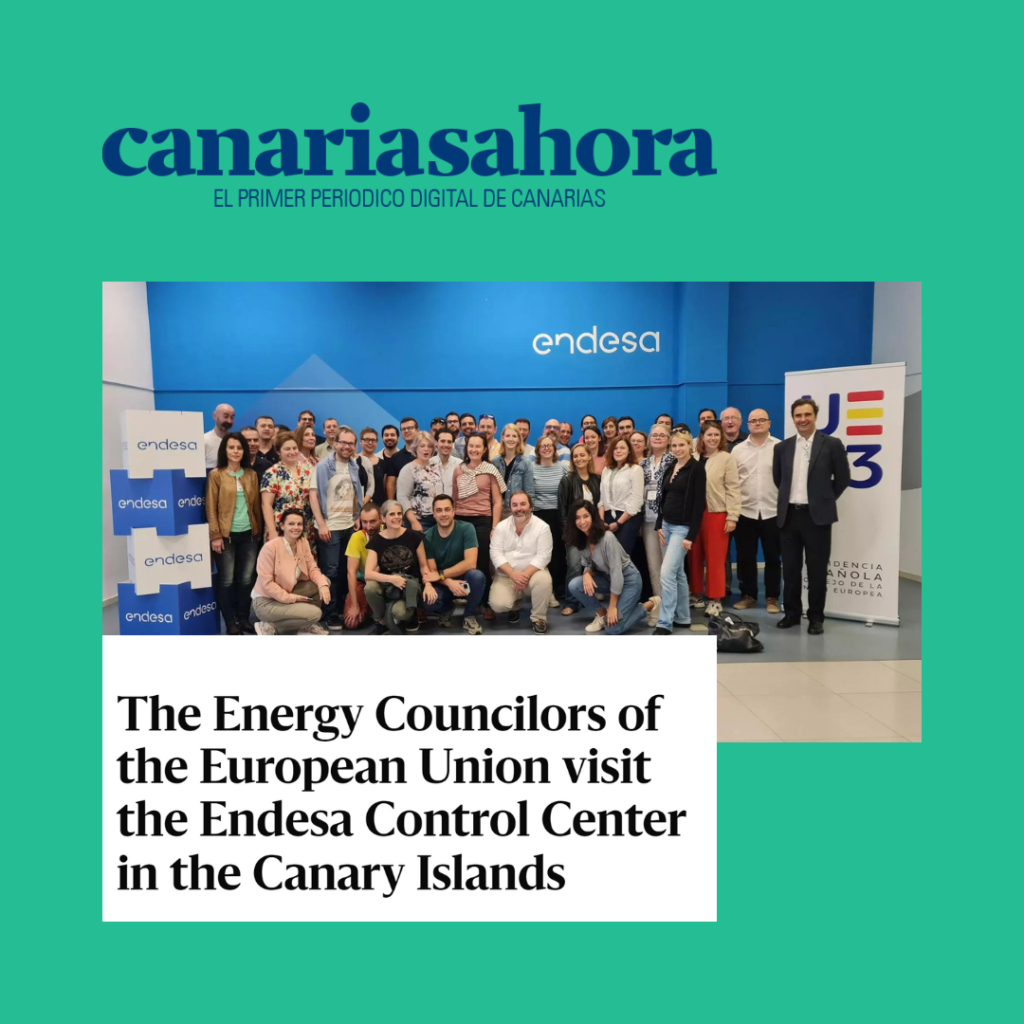 Screenshot of the newspaper Canarias Ahora headline "The Energy Councilors of the European Union visit the Endesa Control Center in the Canary Islands"
